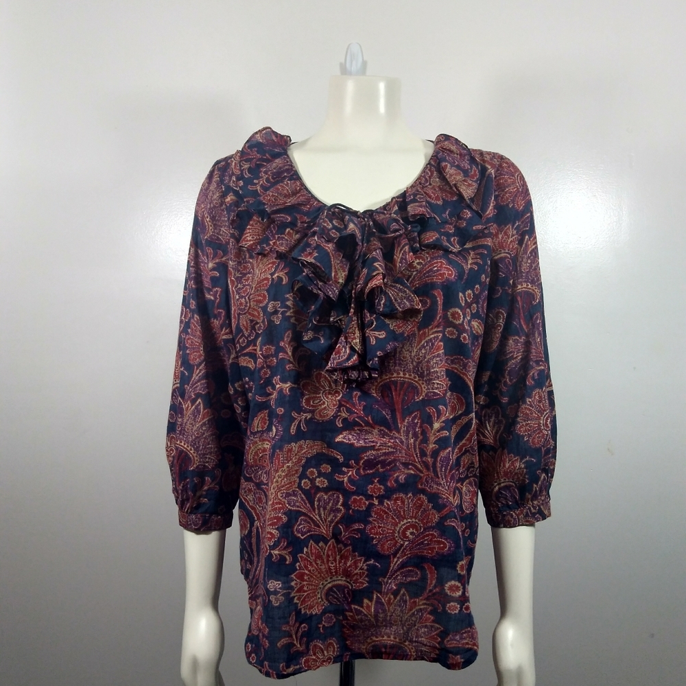 Lauren Ralph Lauren Blue & Red Blouse
